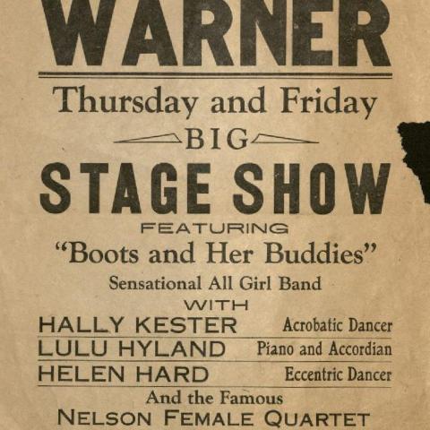 Concert flyer for a stage show featuring Boots and Her Buddies