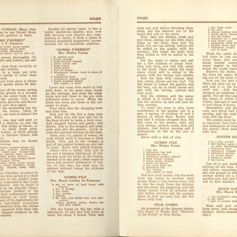 Gumbo recipes from the Gourmets Guide to New Orleans, TX715.2.L68 S36 1951