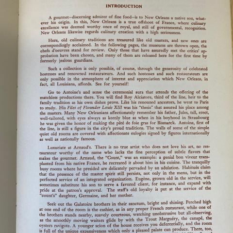 Introduction to the Gourmets Guide to New Orleans, TX715.2.L68 S36 1951