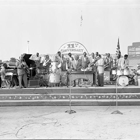 Lionel Hampton performing at the Cavalcade of Jazz. From the Harry Adams Collection.