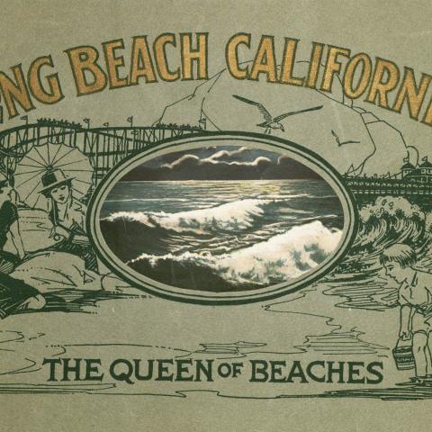 Promotional booklet for Long Beach, CA The Queen of Beaches with ladies on the beach