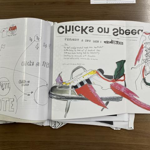 Oversize page unfolded describing one of their clothing line endeavors. N6497 .M87 2004