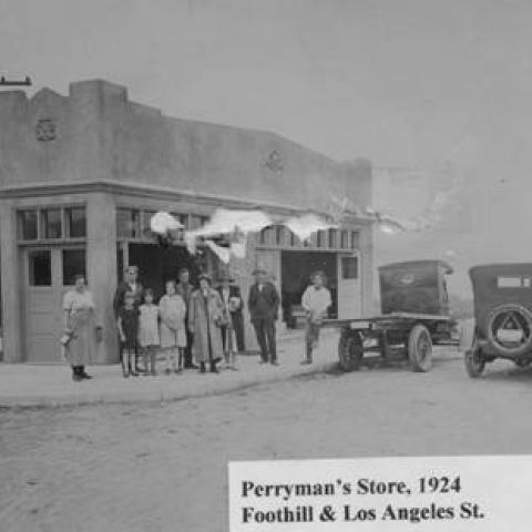 Perryman's Store, Foothill Boulevard and Los Angeles Street, Tujunga, 1924, ID: LLHS71