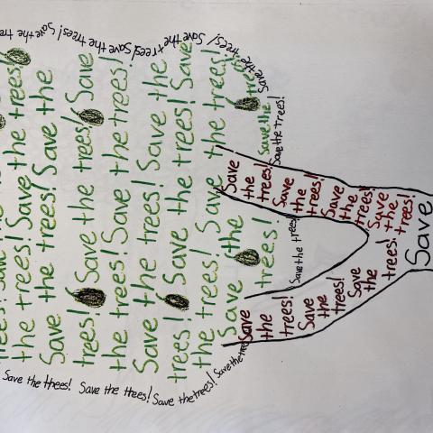 Letter from a neighborhood child calling for the preservation of the trees