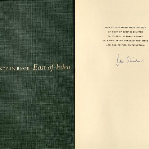 East of Eden, autographed by John Steinbeck, cover and limited edition statement, 1952