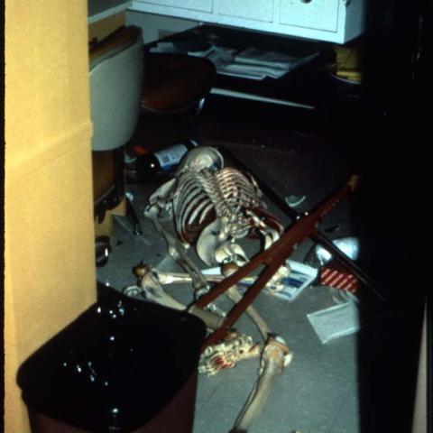 Interior damage to a building on campus