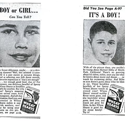 Los Angeles Evening Herald newspaper clipping collected by Virginia Prince, ca. 1940-1949
