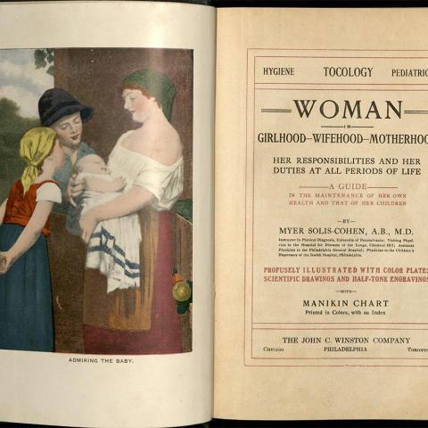 Title page and frontispiece, Woman in Girlhood, Wifehood, Motherhood, 1906