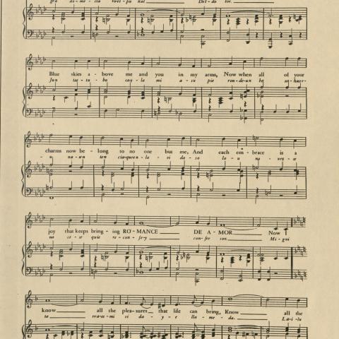 “Romance De Amor” music page 4, 1941, Vicente Gomez Collection