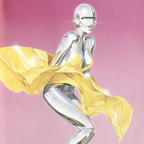 Artist Hajime Sorayama’s drawing of the modern Marilyn Monroe’s The Seven Year Itch pose in Pin-up, 1984