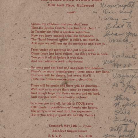 Invitation to a barbecue supper dance, May 14.