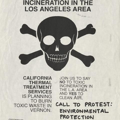 Flier urging resistance to toxic incineration with Vernon city limits. Mary Santoli Pardo Collection