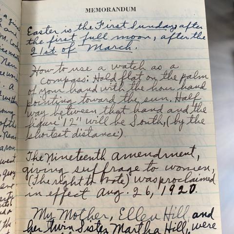 Lowry's notes on how to use a watch as a compass and the 19th amendment