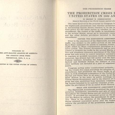 The Prohibition Crisis in the United States in 1932 and 1933