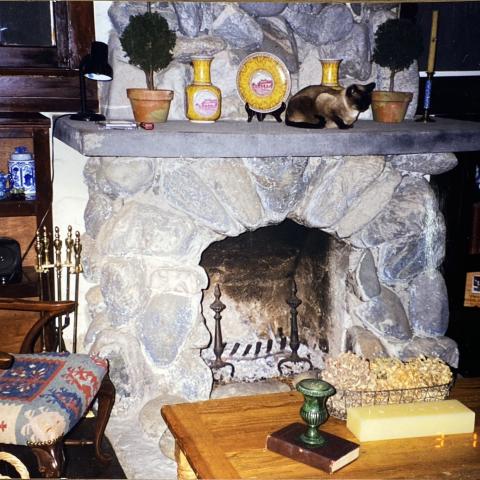 Fireplace inside a home on Sheldon Street in the Stonehurst Historic District of Los Angeles.