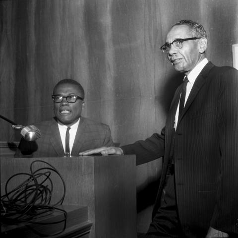 Loren Miller, the attorney for the members of Mosque No. 27 and Minister John Shabazz, Harry Adams Photograph Collection