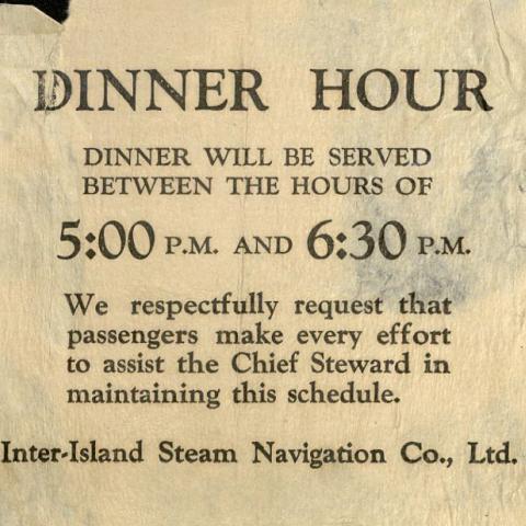 Notification of dinner on Fleming's return to Honolulu, May 29, 1942