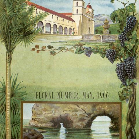 Promotional booklet for Santa Barbara, CA, with an illustration of the Santa Barbara Mission