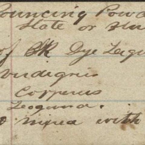 Recipe for Pouncing Powder. Charles H. Peterson Pocket Diary Collection