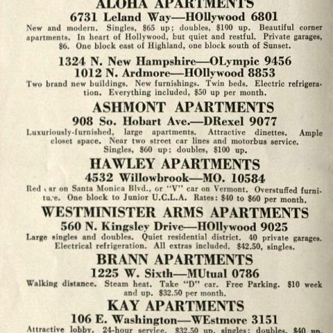 Los Angeles Apartments and Hotels brochure