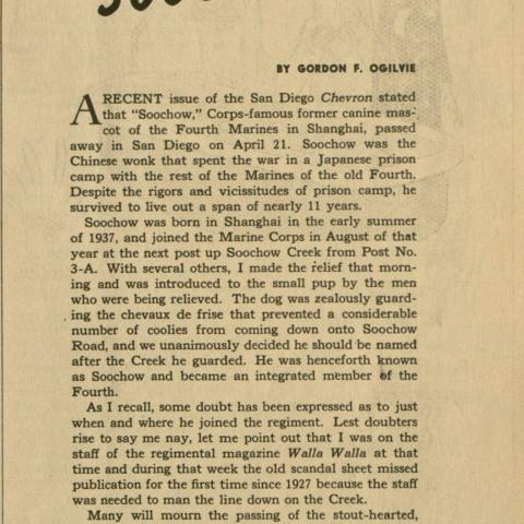 “Last Rites for Soochow,” Leatherneck, October 1948, Fred M. Greguras Papers