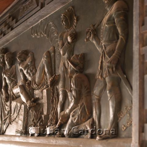 La Fiesta interior, relief carving, Juárez, 2008