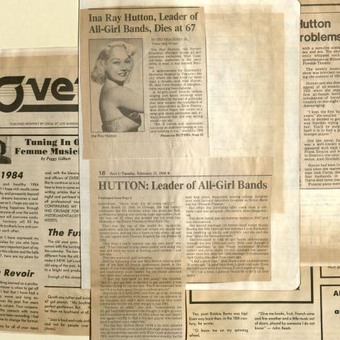 Ina Ray Hutton Obituary, February 21, 1984. Peggy Gilbert Collection