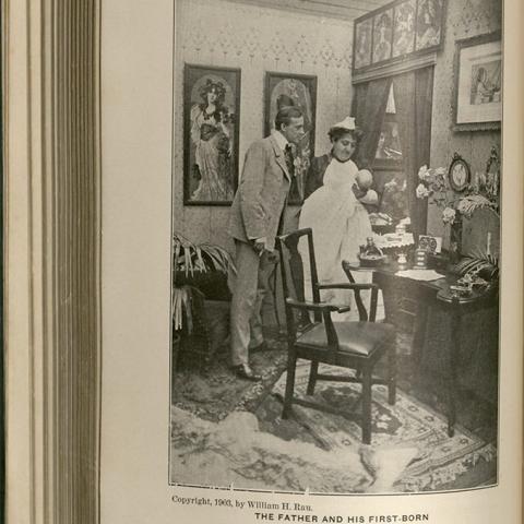 Photograph of a father and his first born, Woman in Girlhood, Wifehood, Motherhood, 1906