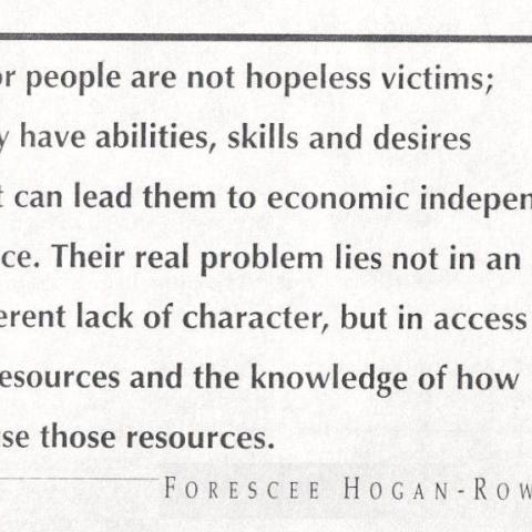 Excerpt from "Help Yourself, Part II: To Succeed in Business, Low-Income Women Need Some Help and Seed Money," November 1993
