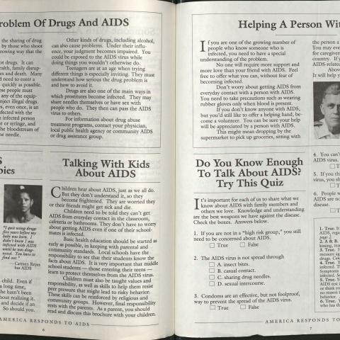 Inside “Understanding AIDS” brochure, May 10, 1988. Vern L. Bullough Papers