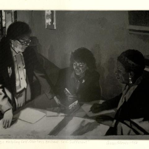 CWED: Helping Self-Starters Become Self-Sufficient, artistic print by Ann Glover, 1993