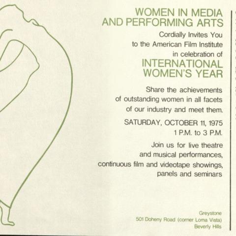 Women in Media and Performing Arts flyer, 1975. Peggy Gilbert Collection