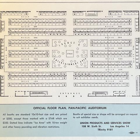 Exhibitor Floor Plan from the 1955 Union Products and Services Show