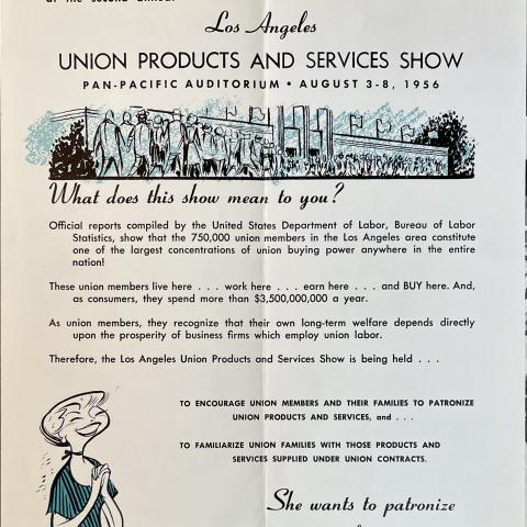 Promotional Flyer for the 1956 Union Products and Services Show