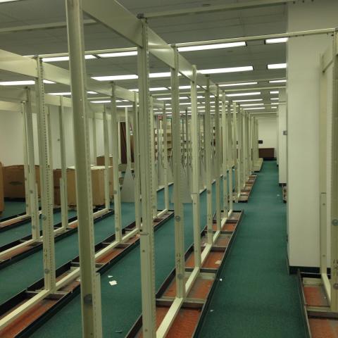 Dismantling the stacks in the library's core.