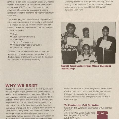 Promotional brochure describing the mission and goals of CWED