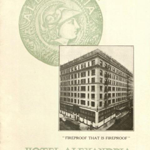 Cover of promotional booklet for Hotel Alexandria