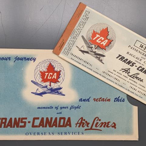 Trans-Canada AirLines Plane Ticket and Envelope, 1949