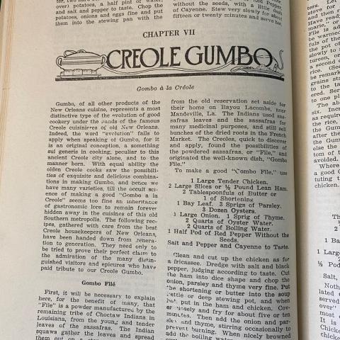 Gumbo recipe chapter from The Original Picayune Creole Cook Book, TX715.2.L68 O75 1945
