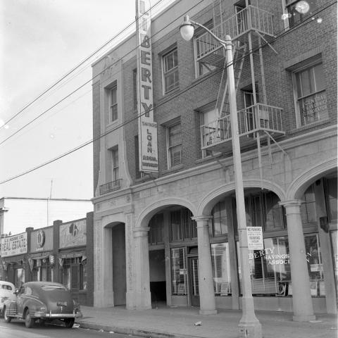 Exterior of the Liberty Savings and Loan Building on Central Avenue. From the Harry Adams Collection