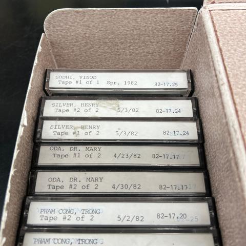 Box of Cities of Destiny Oral History Project tapes