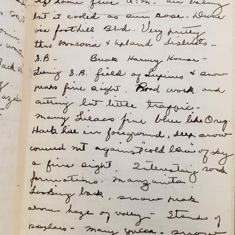 Travel journal entry, April 3, 1932, Big Pines, Betty and Martin’s Travel Journal