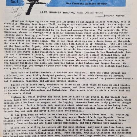 Front page of Phainopepla bulletin