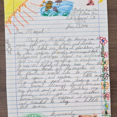 Letter from student to docent