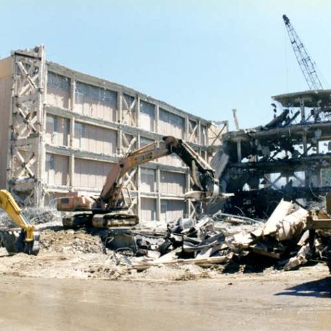 Demolition of the Library's East Wing following the earthquake