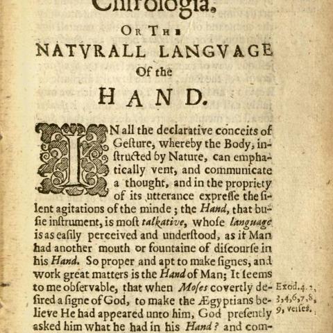 Introduction to Chirologia, or, The naturall language of the hand