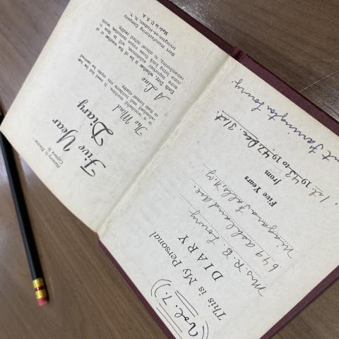 The first few pages of Millicent Farrington Lowry's five-year diary