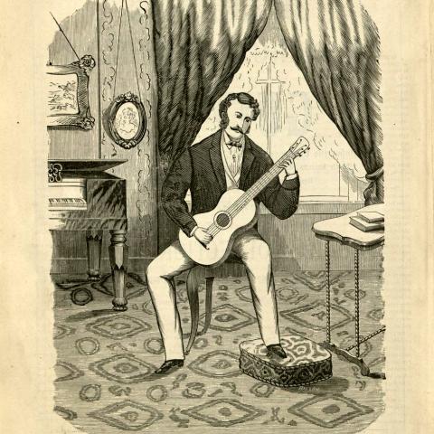 Holland's example of how to hold the guitar, nearly identical to images in Carcassi's book