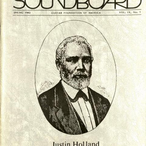 Cover, 1982 spring edition of Soundboard containing the first announcement for the Guitar Foundation International Concert Artist Competition of America