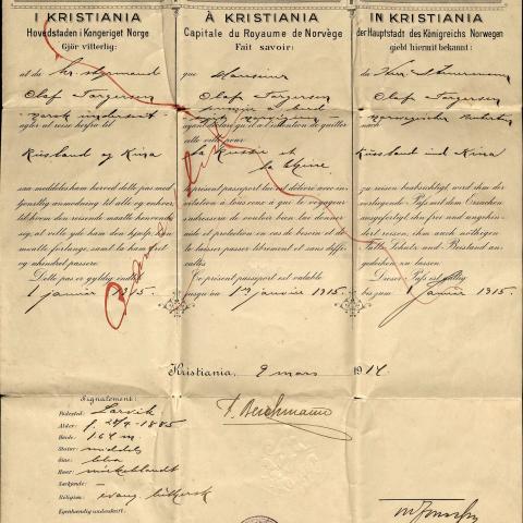 Norwegian Passport, 1914